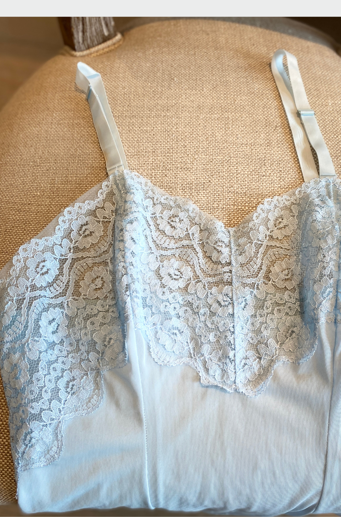 Vintage Lingerie-Vintage Slip-Vintage Nylon Chemise - Vintage Lingerie Shop - Vintage pale blue slip